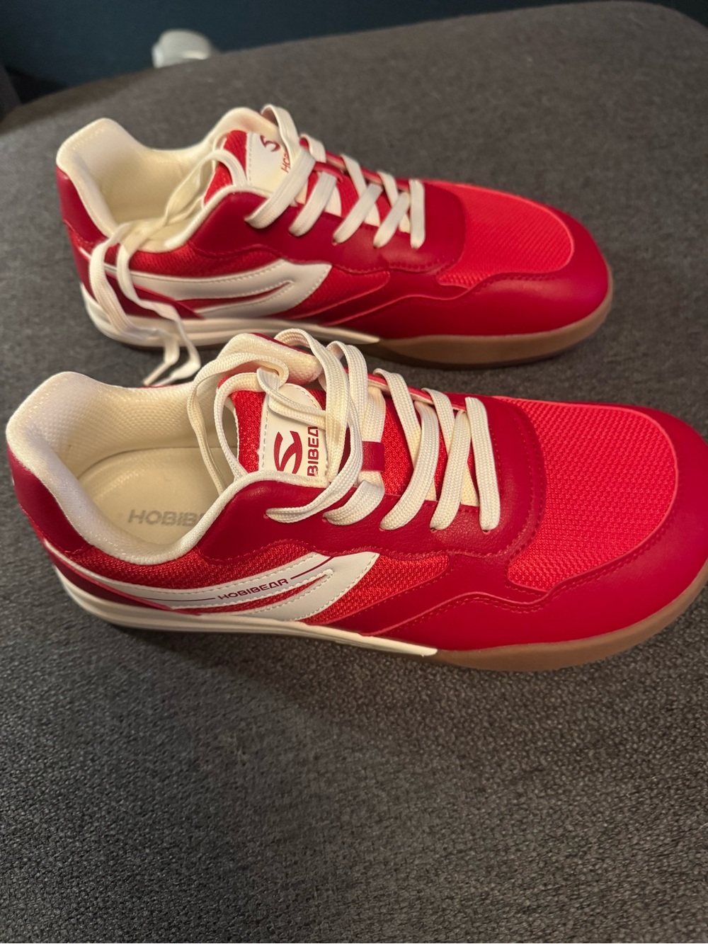 Hobibear Men’s Red Lace-Up Sneakers with White Accents